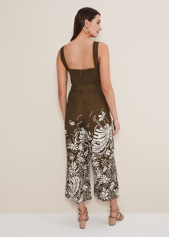 Phase Eight Rosalia Wide Leg Jumpsuit Khaki Australia | KP1695738